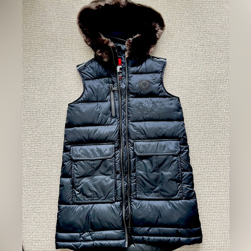 Alp N Rock Black Vest with Faux Fur Trim Hood